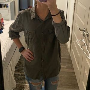 Army green button down